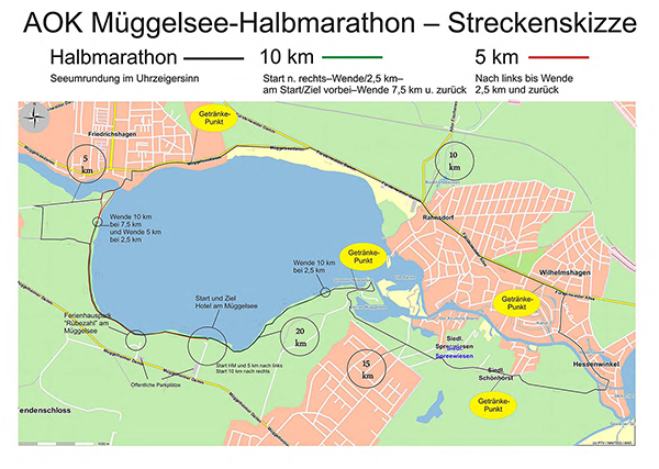 Strecke Müggelsee-Halbmarathon
